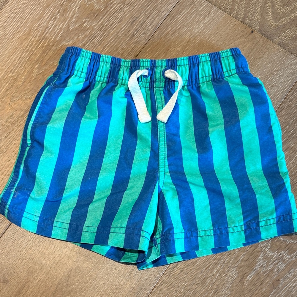 Hanna Andersson Kids Striped Blue & Teal Swim Shorts
